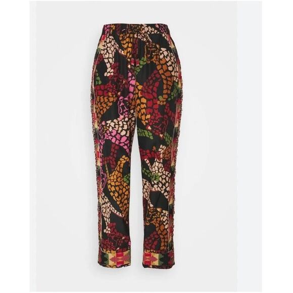 Farm Rio NWT Leopard Print Fringe Beaded High Waist Pants Multicolor XS - Picture 1 of 12